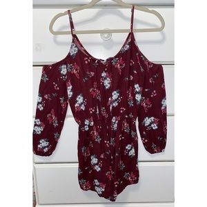 Maroon Hollister Floral Romper